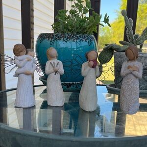 Willow Tree Cream and Brown Angel Figurine Set of 4